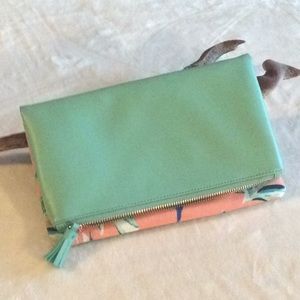 Rachel Pally Mint Green Leather Reversible Clutch